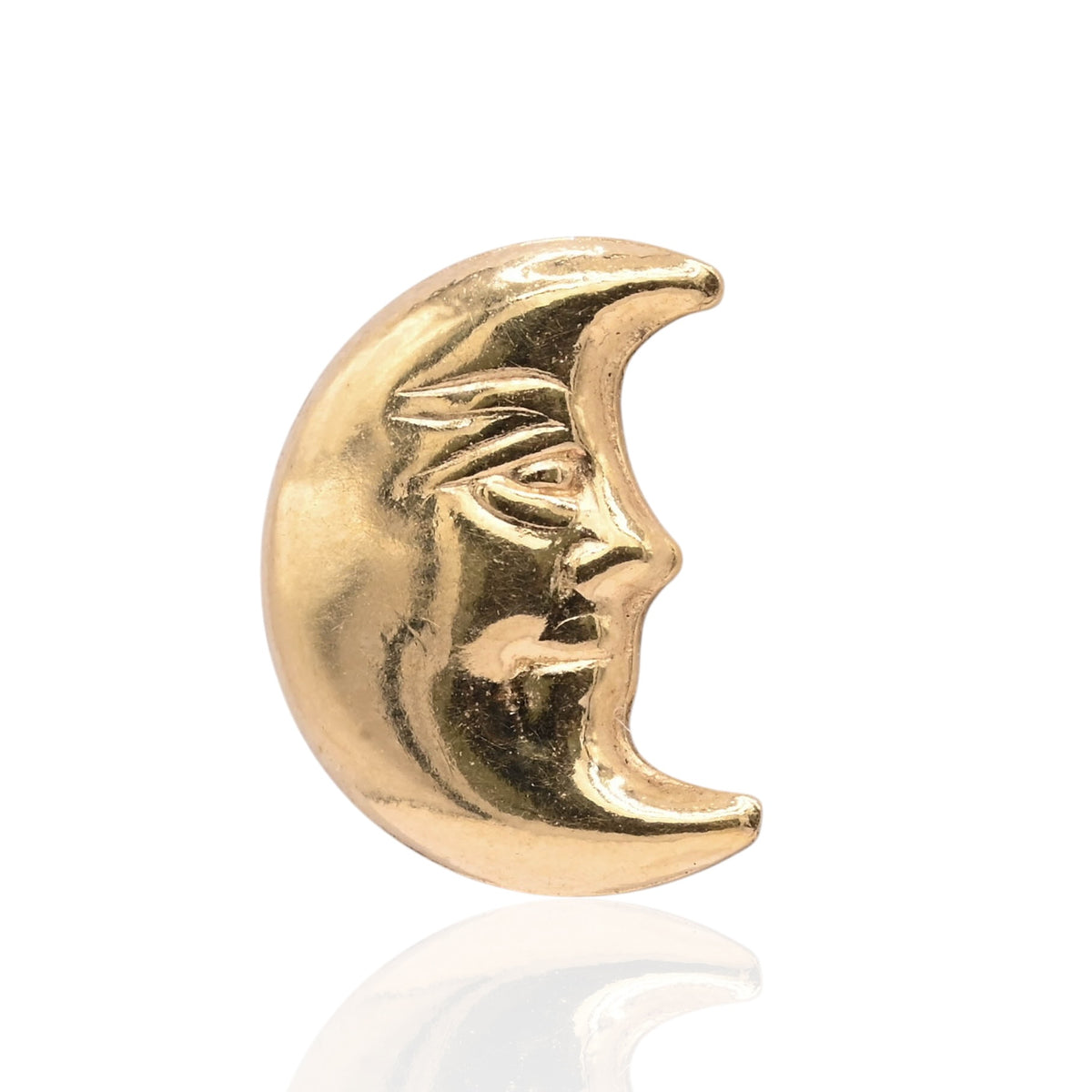 Lightweight Smiling Crescent Moon Stud Earrings 14K Yellow Gold