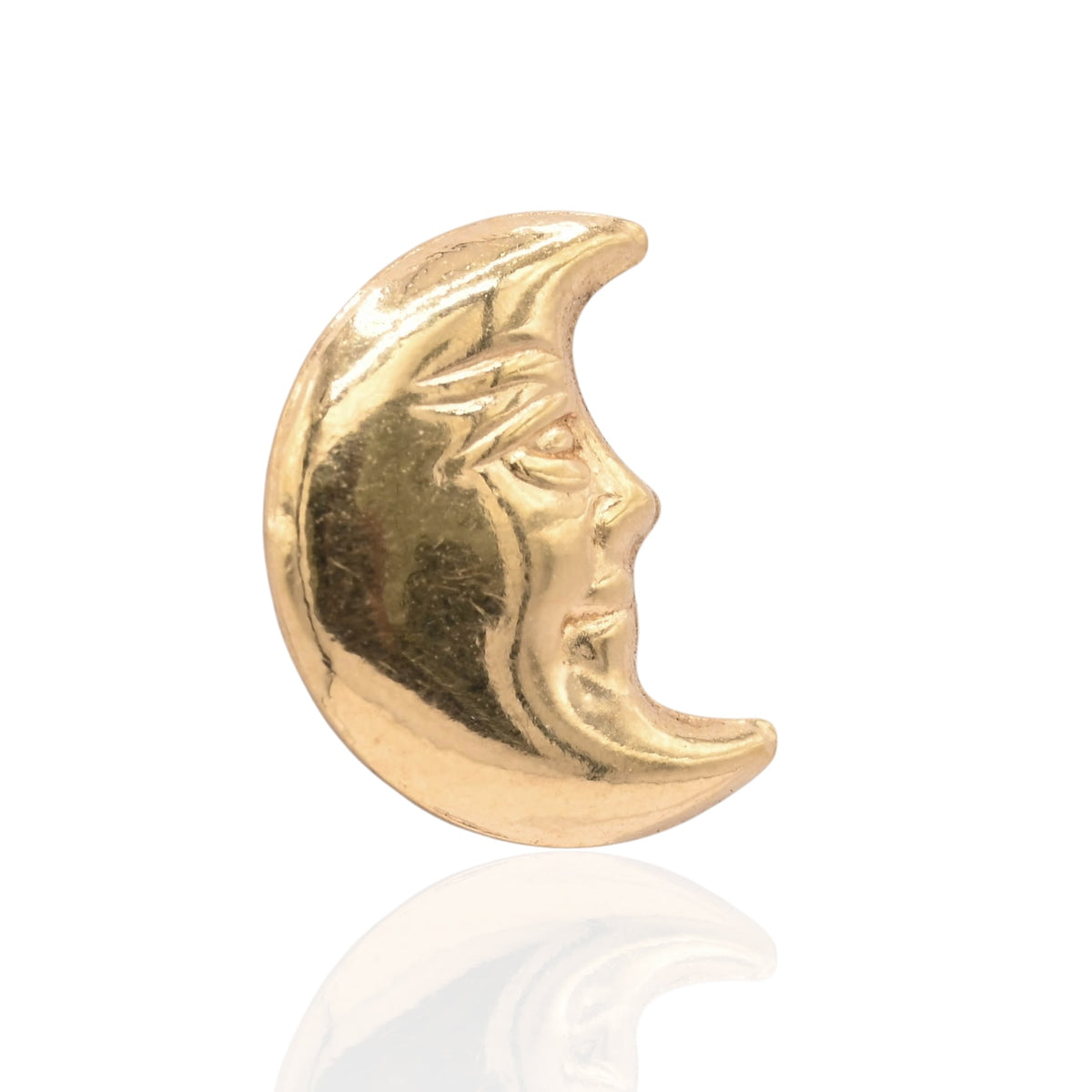 Lightweight Smiling Crescent Moon Stud Earrings 14K Yellow Gold