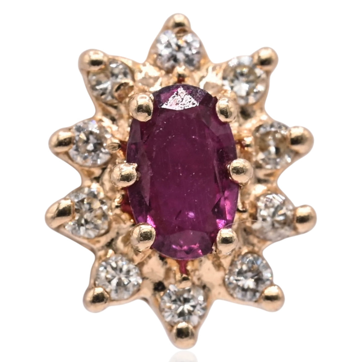 Purple Garnet with Diamond Halo Stud Earrings 14K Yellow Gold 0.66cttw Garnet/0.20cttw Diamonds