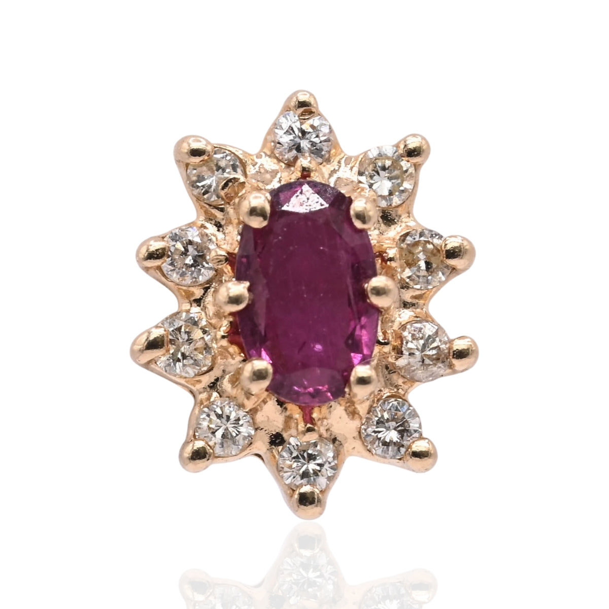 Purple Garnet with Diamond Halo Stud Earrings 14K Yellow Gold 0.66cttw Garnet/0.20cttw Diamonds
