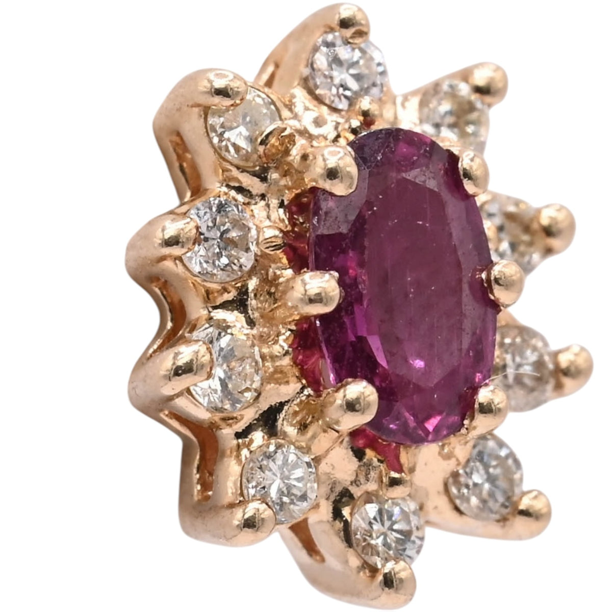 Purple Garnet with Diamond Halo Stud Earrings 14K Yellow Gold 0.66cttw Garnet/0.20cttw Diamonds