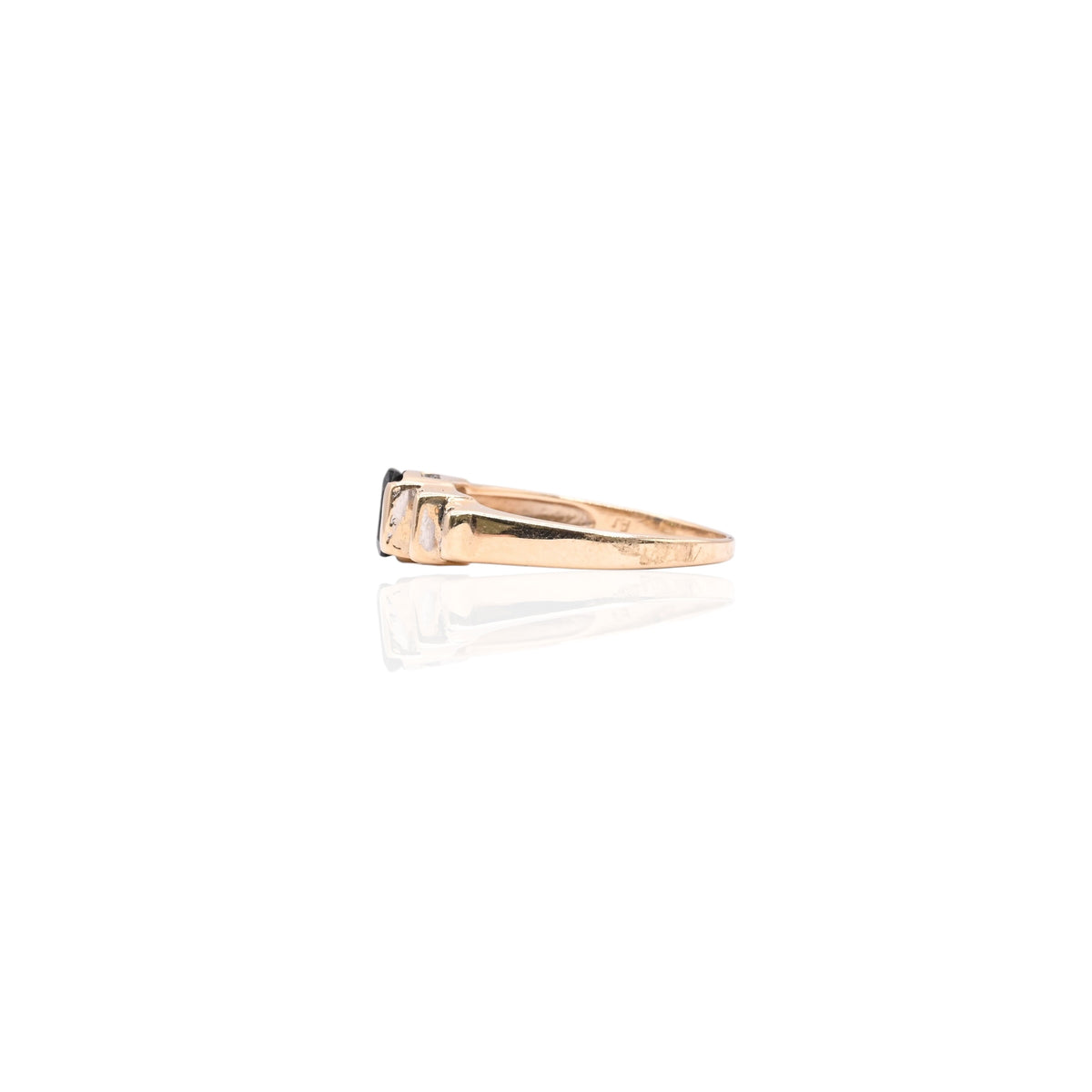 Emerald Cut Sapphire Ring with Accent Diamonds 14K Yellow Gold Size 7.5 0.35cttw Sapphire/0.05cttw Diamonds