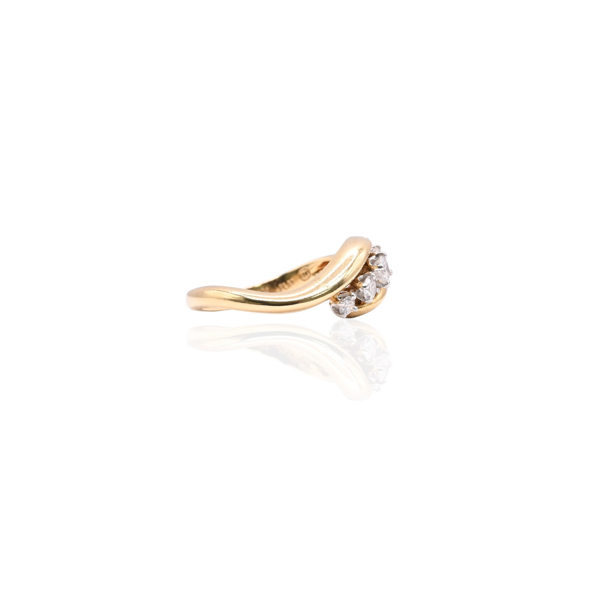 Five-Stone Diamond Bypass Ring 18K Yellow Gold with Platinum Setting Size 6 0.30cttw