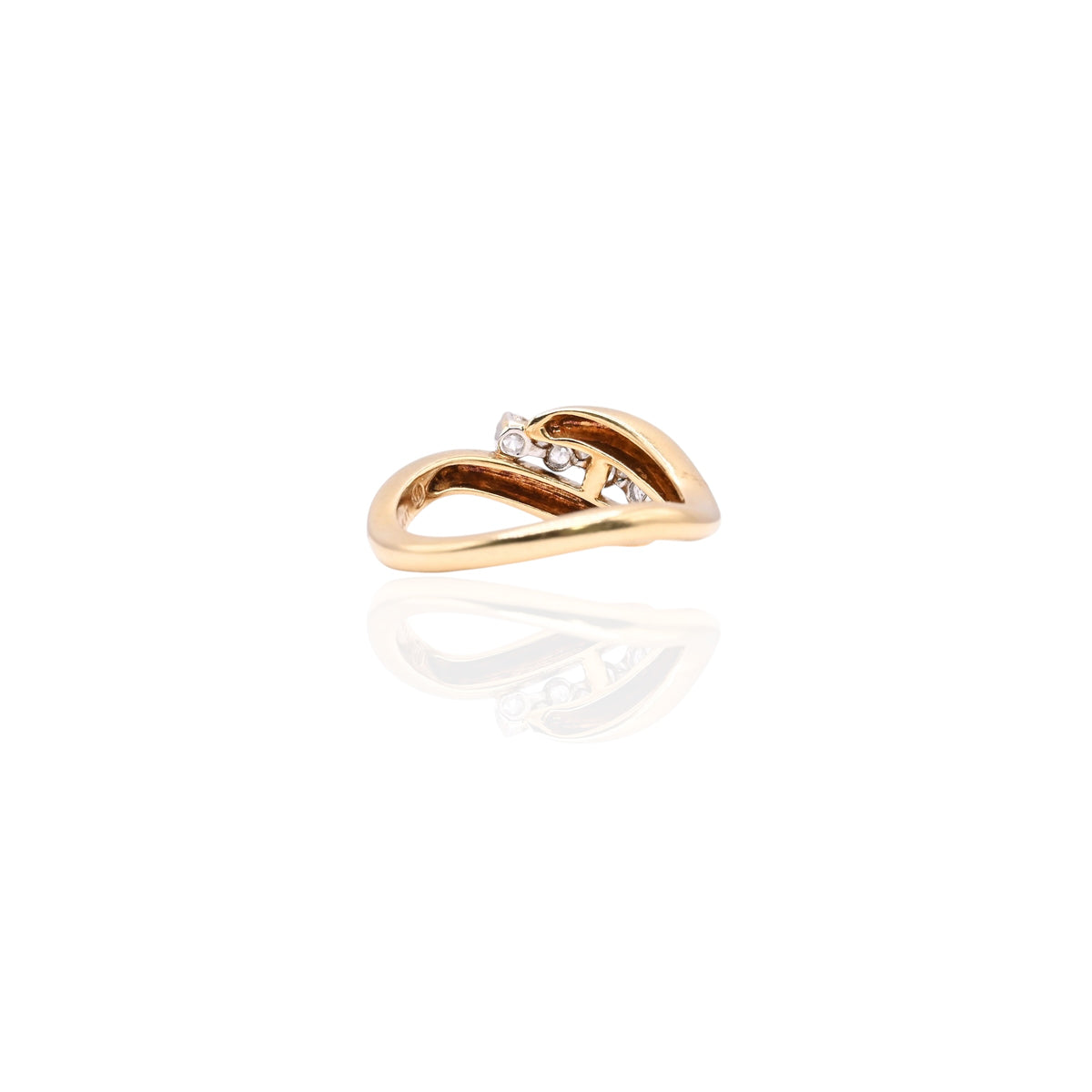 Five-Stone Diamond Bypass Ring 18K Yellow Gold with Platinum Setting Size 6 0.30cttw