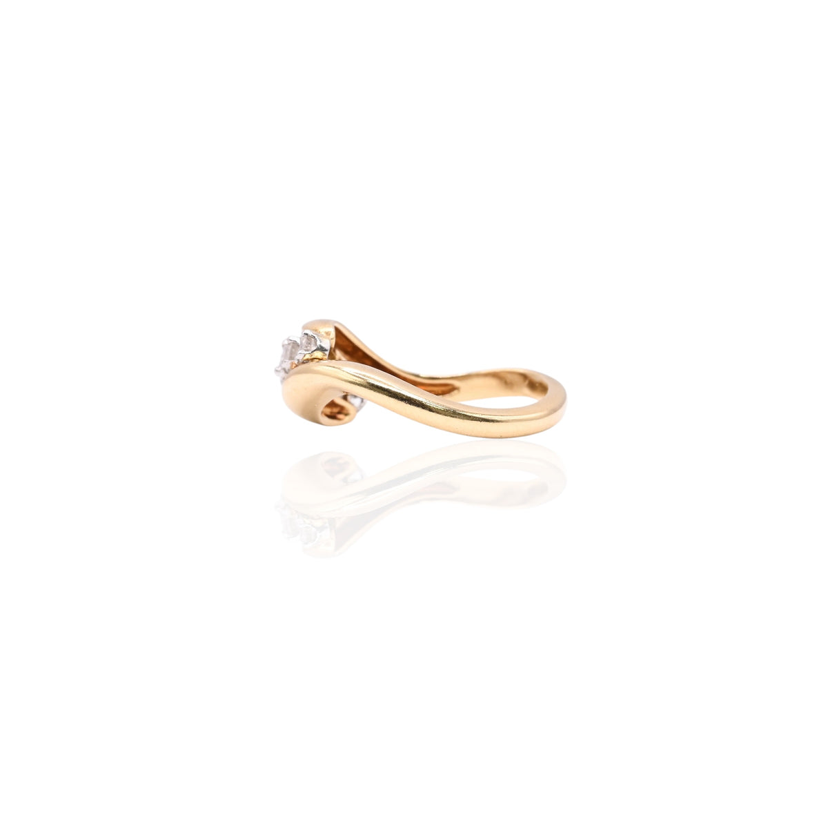 Five-Stone Diamond Bypass Ring 18K Yellow Gold with Platinum Setting Size 6 0.30cttw