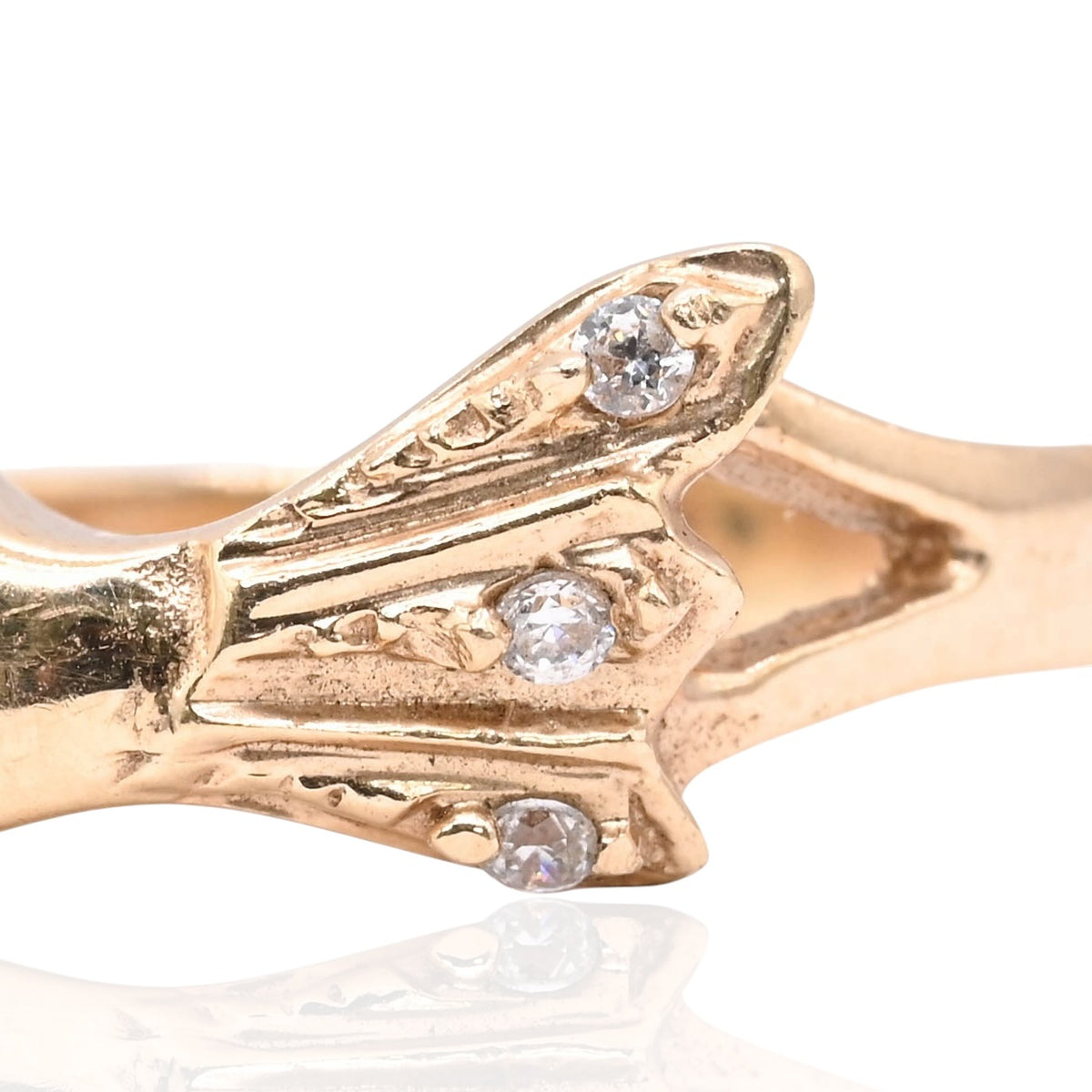 Gloved Hand Sapphire and Cubic Zirconia Ring 14K Yellow Gold Size 8 0.16cttw Sapphire