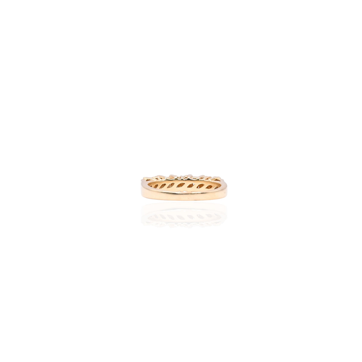 Vintage-Style Baguette and Round Diamond Band 14K Yellow Gold Size 7 0.18cttw