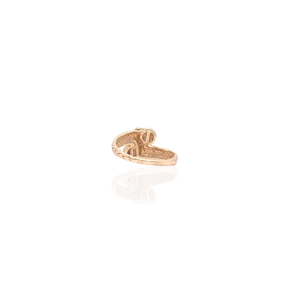 6mm Dual Cultured Pearl Chevron Textured Ring 14K Yellow Gold Size 7