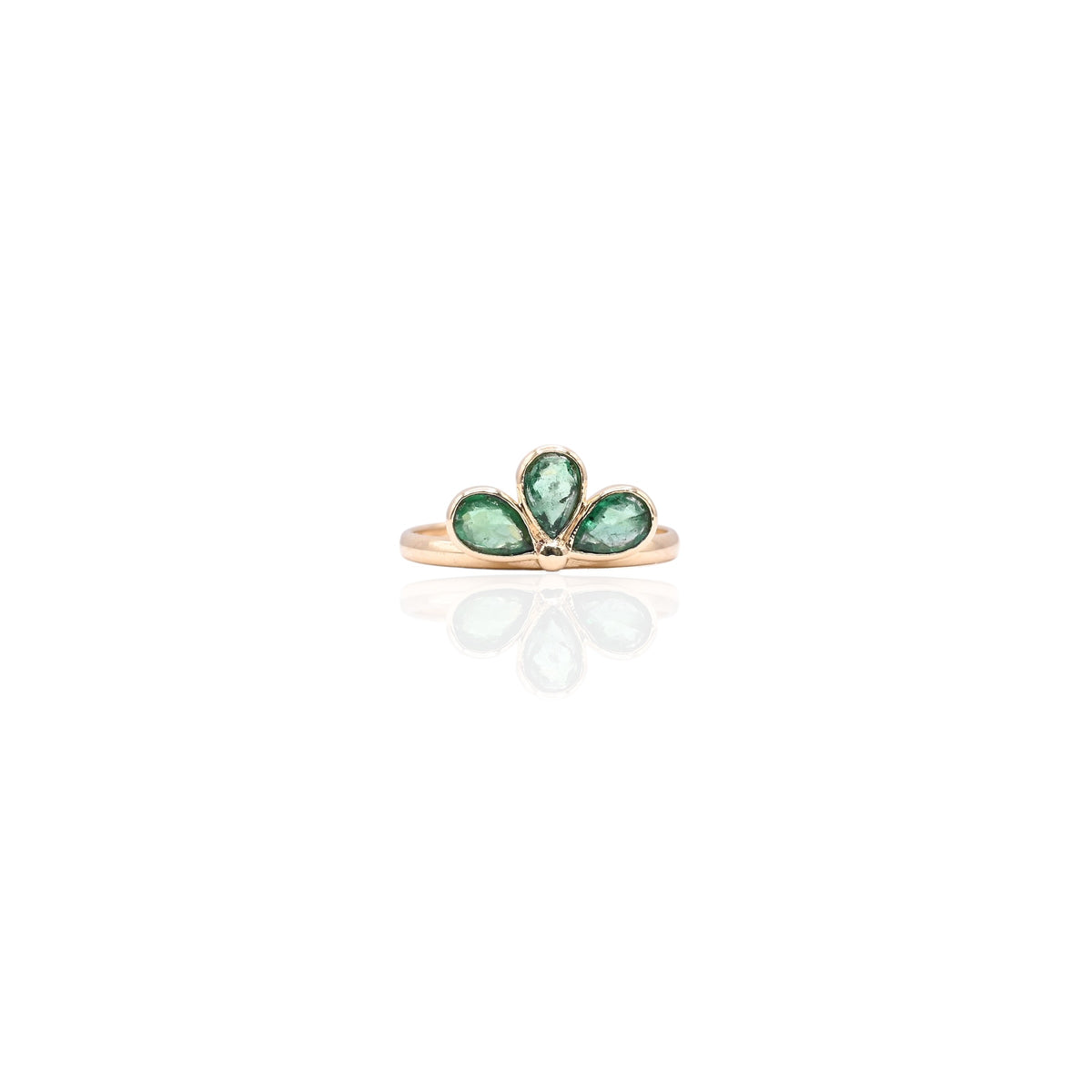 Emerald Fanned Peacock Ring 14K Yellow Gold Size 6.75 0.63cttw Emeralds (Larrea Original)