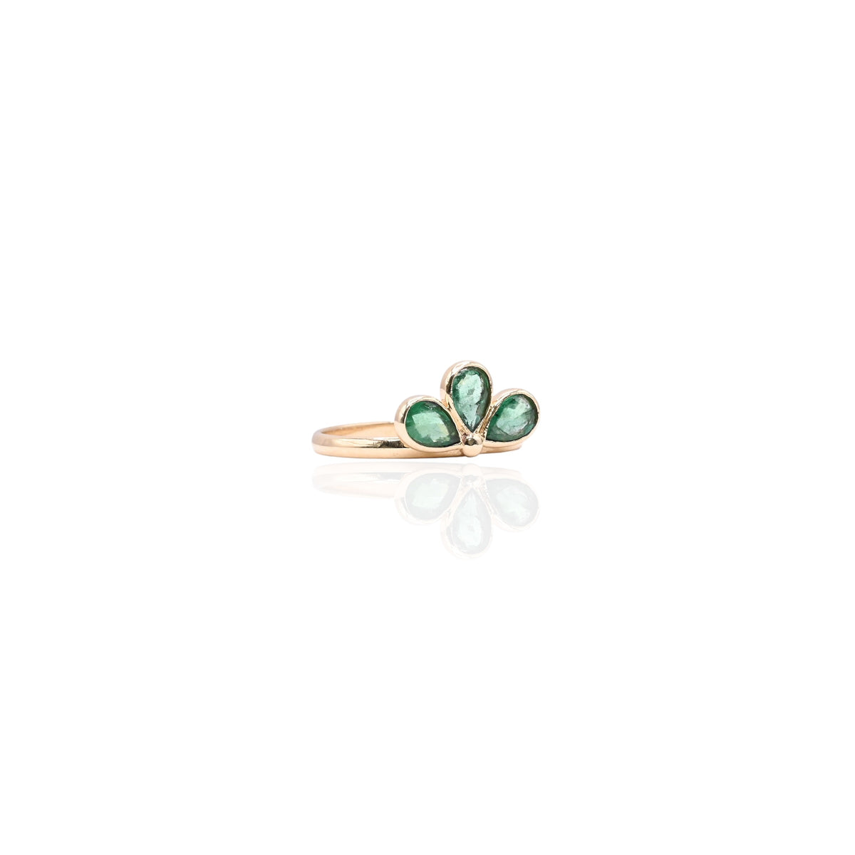 Emerald Fanned Peacock Ring 14K Yellow Gold Size 6.75 0.63cttw Emeralds (Larrea Original)