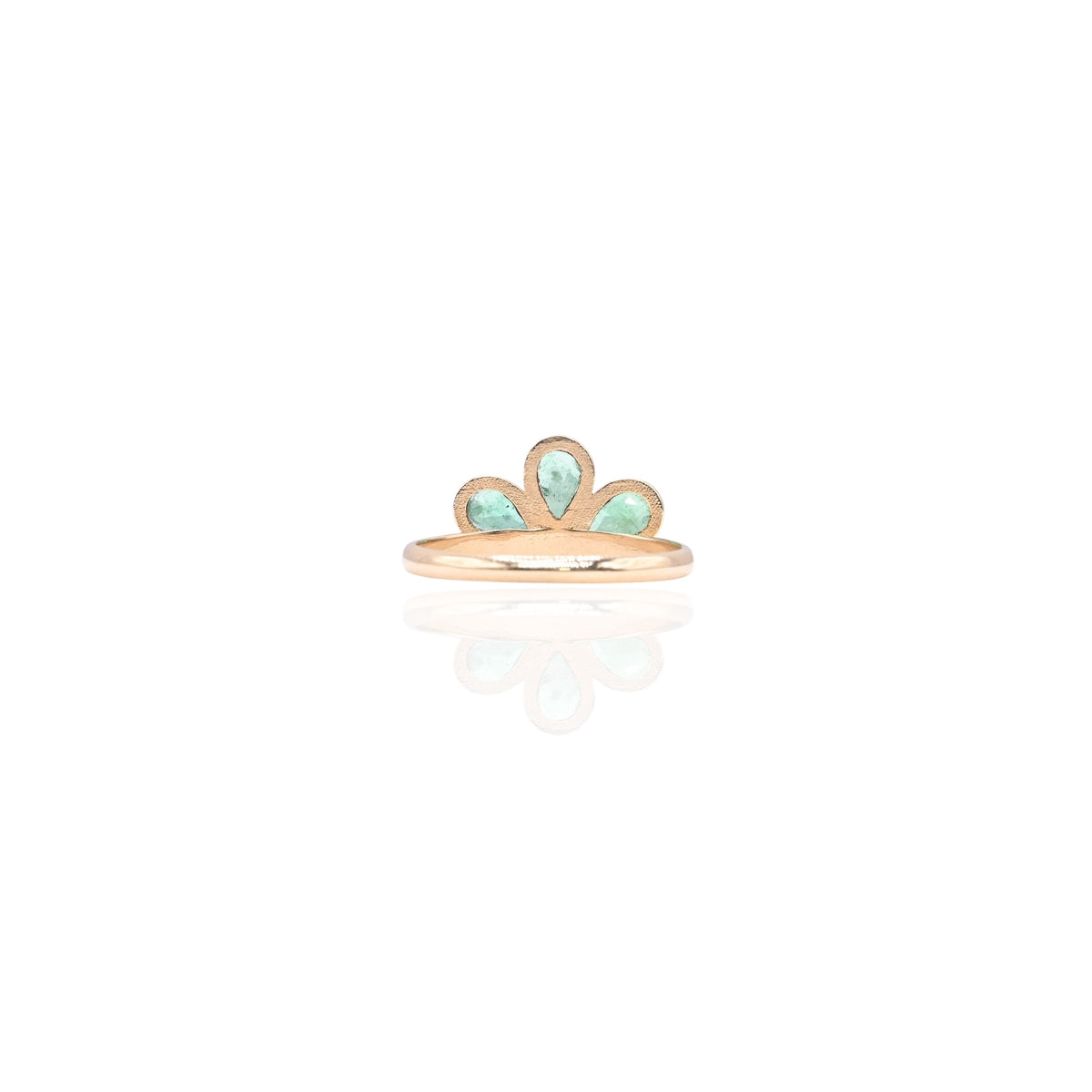 Emerald Fanned Peacock Ring 14K Yellow Gold Size 6.75 0.63cttw Emeralds (Larrea Original)