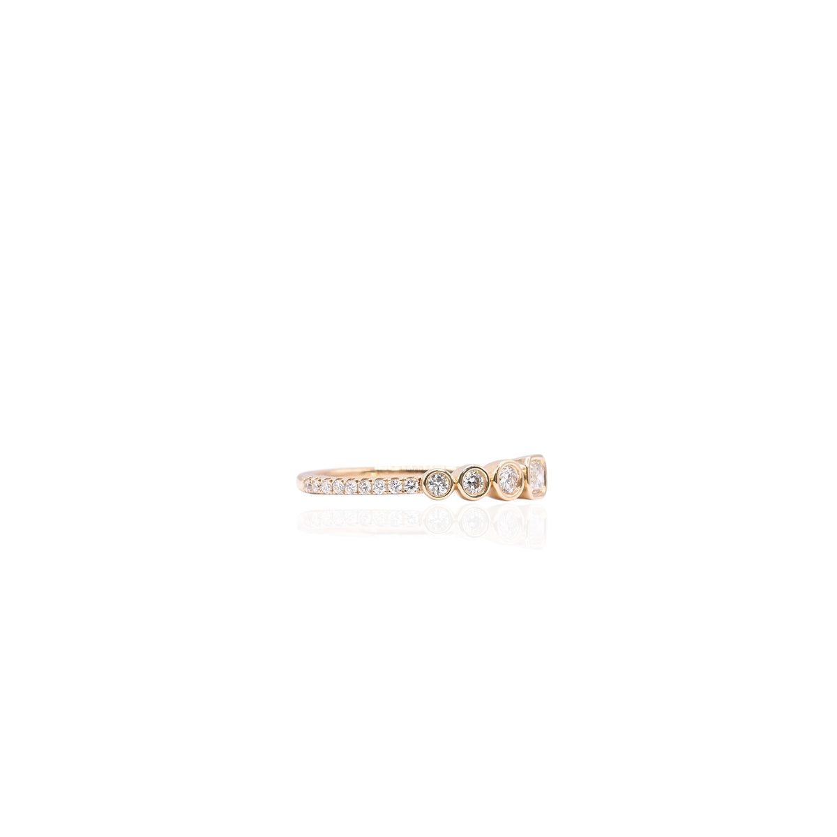 LAB DIAMOND Bezel Emerald Cut and Round Ring with Three-Quarter Set Accent Lab Diamonds 14K Yellow Gold Size 7 0.45cttw