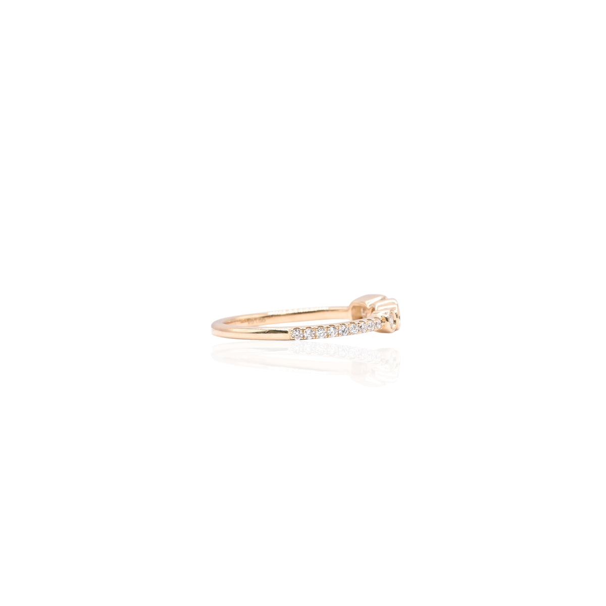 LAB DIAMOND Bezel Emerald Cut and Round Ring with Three-Quarter Set Accent Lab Diamonds 14K Yellow Gold Size 7 0.45cttw
