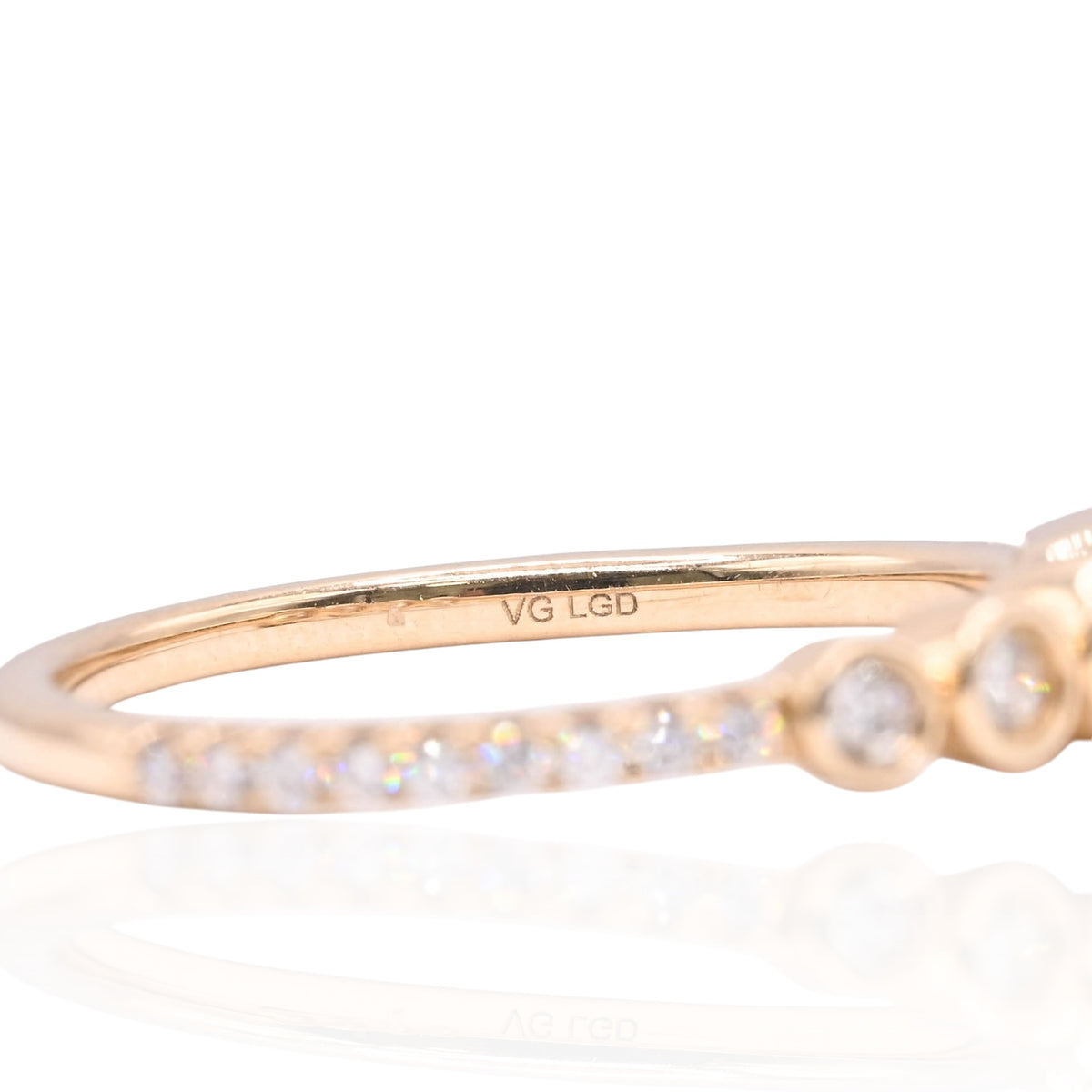 LAB DIAMOND Bezel Emerald Cut and Round Ring with Three-Quarter Set Accent Lab Diamonds 14K Yellow Gold Size 7 0.45cttw
