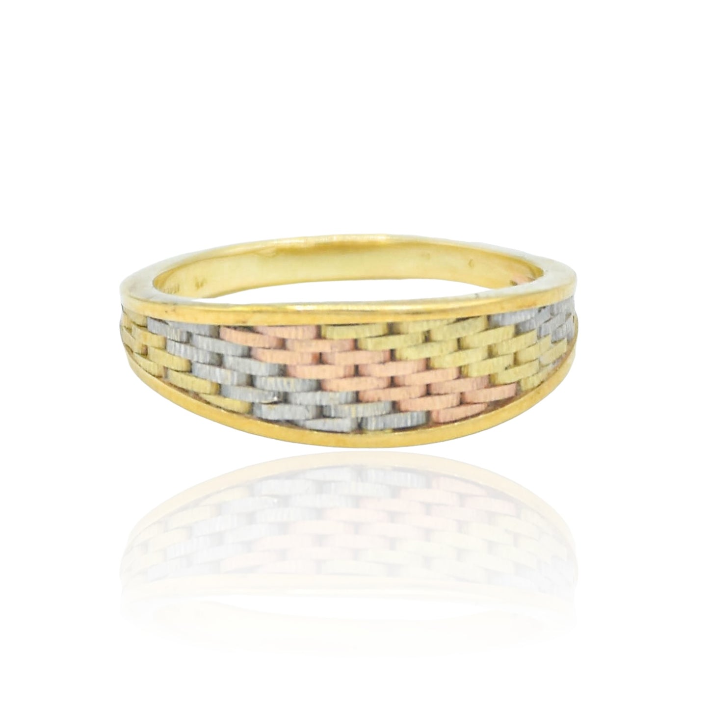 Tri Color Ring Woven Ring 14K Yellow Gold