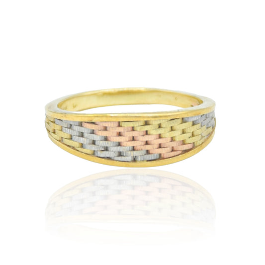 Tri Color Ring Woven Ring 14K Yellow Gold