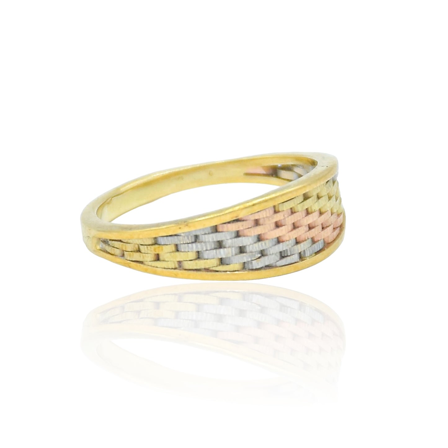 Tri Color Ring Woven Ring 14K Yellow Gold