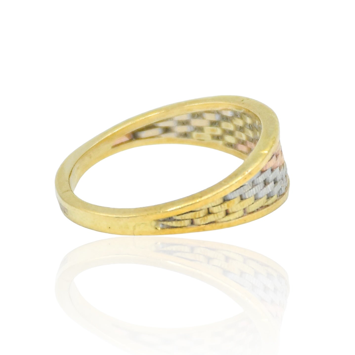 Tri Color Ring Woven Ring 14K Yellow Gold