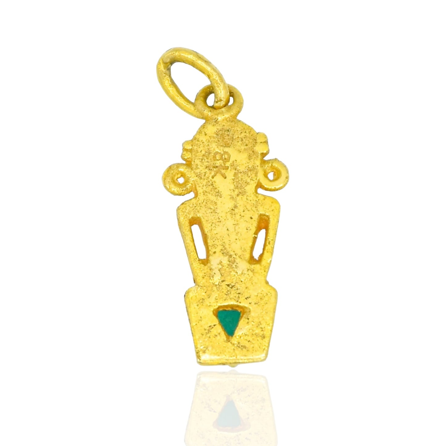 Incan Mayan God Pendant Emerald 18K Yellow Charm