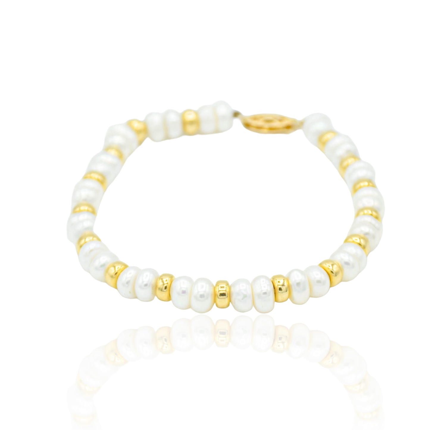 Freshwater Pearl Bracelet 7.5inch 6mm 14K Yellow Gold Bracelet