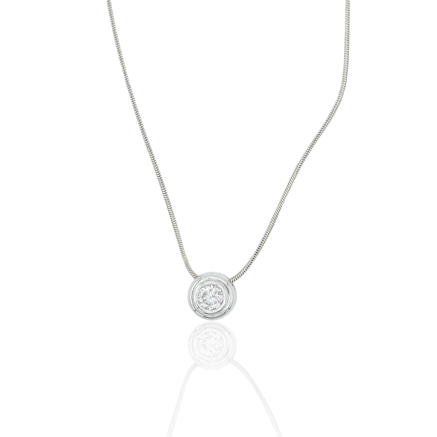 .40ct Diamond Bezel slider on Snake Chain 16 inch 14K White Gold Necklace