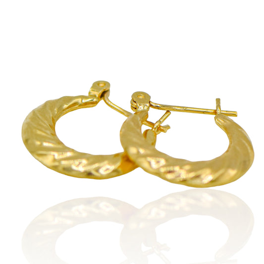 Mini Twisted Rope design Hoop Earrings 14K Yellow Gold