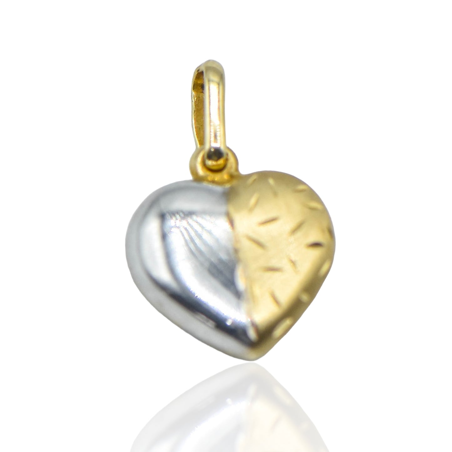 Two Tone Heart Charm 14k Yellow Gold