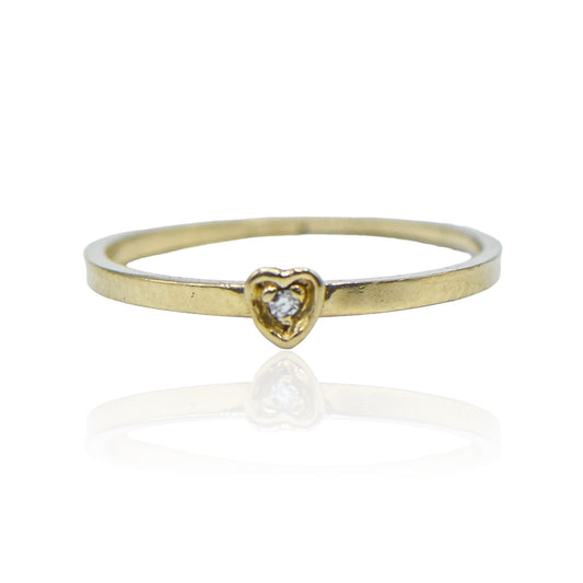 Mini Heart Diamond Ring 14K .01ctttw