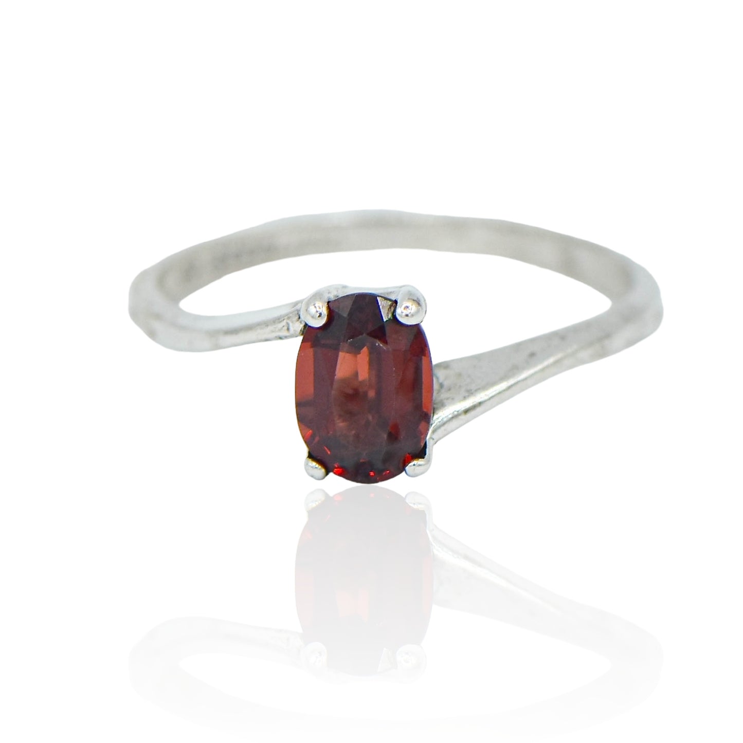 CZ Red Garnet Ring