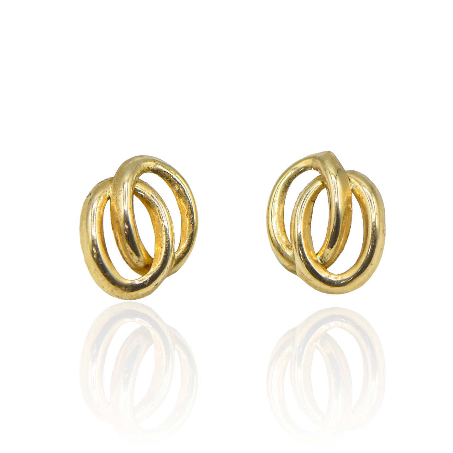 Oval  Knot Loops Light Weight 14k Yellow Gold Earrings