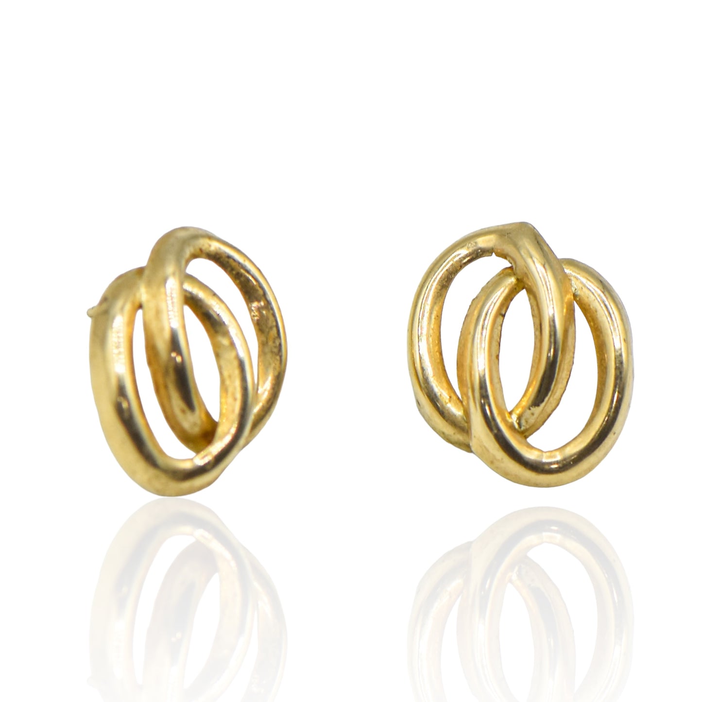 Oval  Knot Loops Light Weight 14k Yellow Gold Earrings