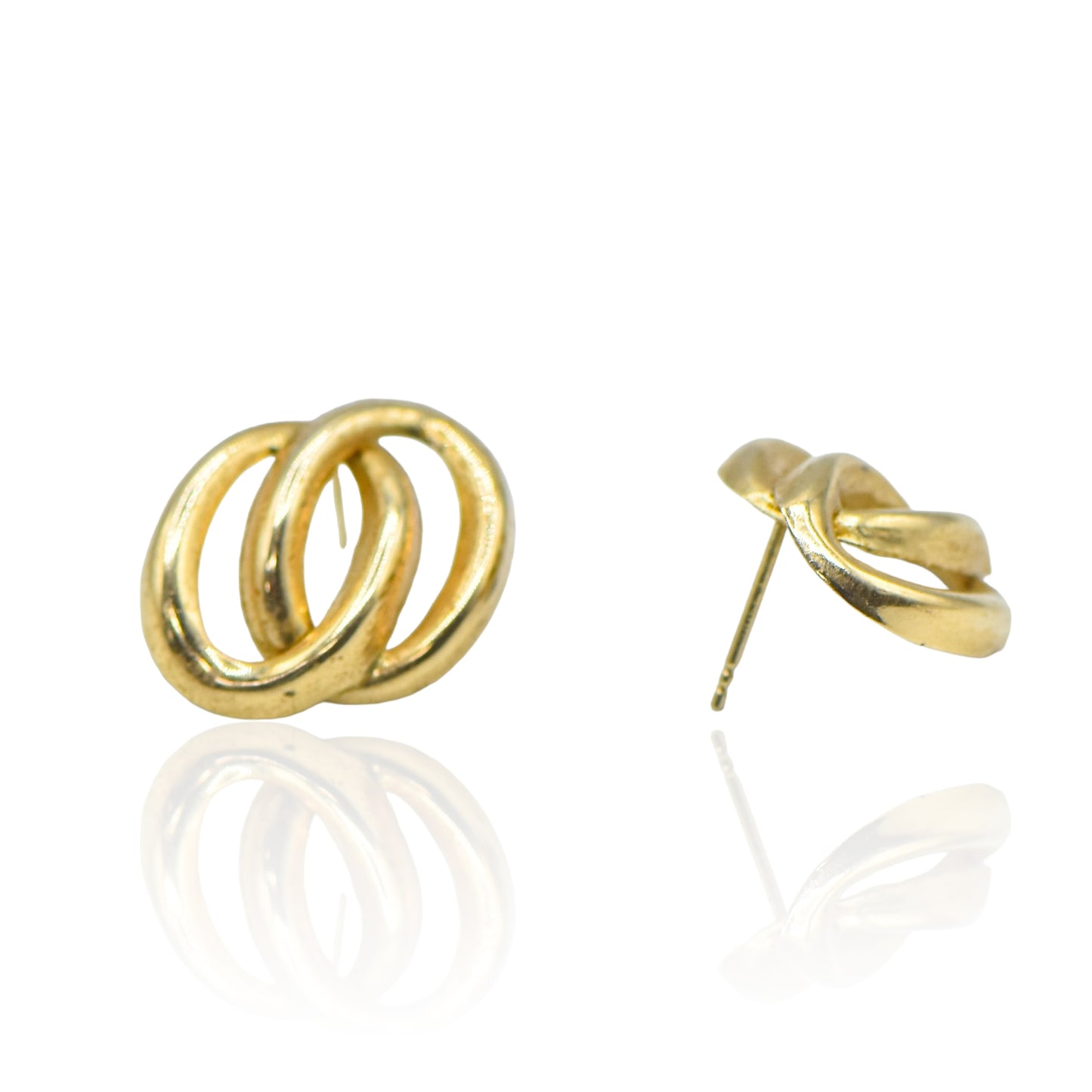 Oval  Knot Loops Light Weight 14k Yellow Gold Earrings