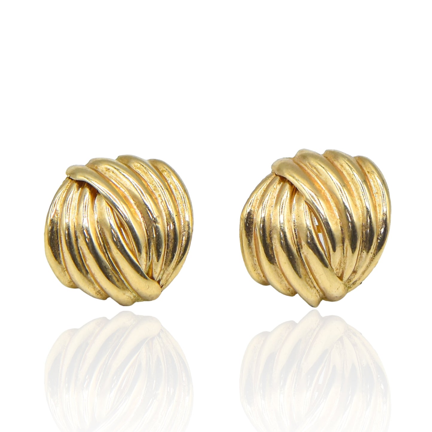 Hugging Overlapping French Knot  14k Yellow Gold Earrings