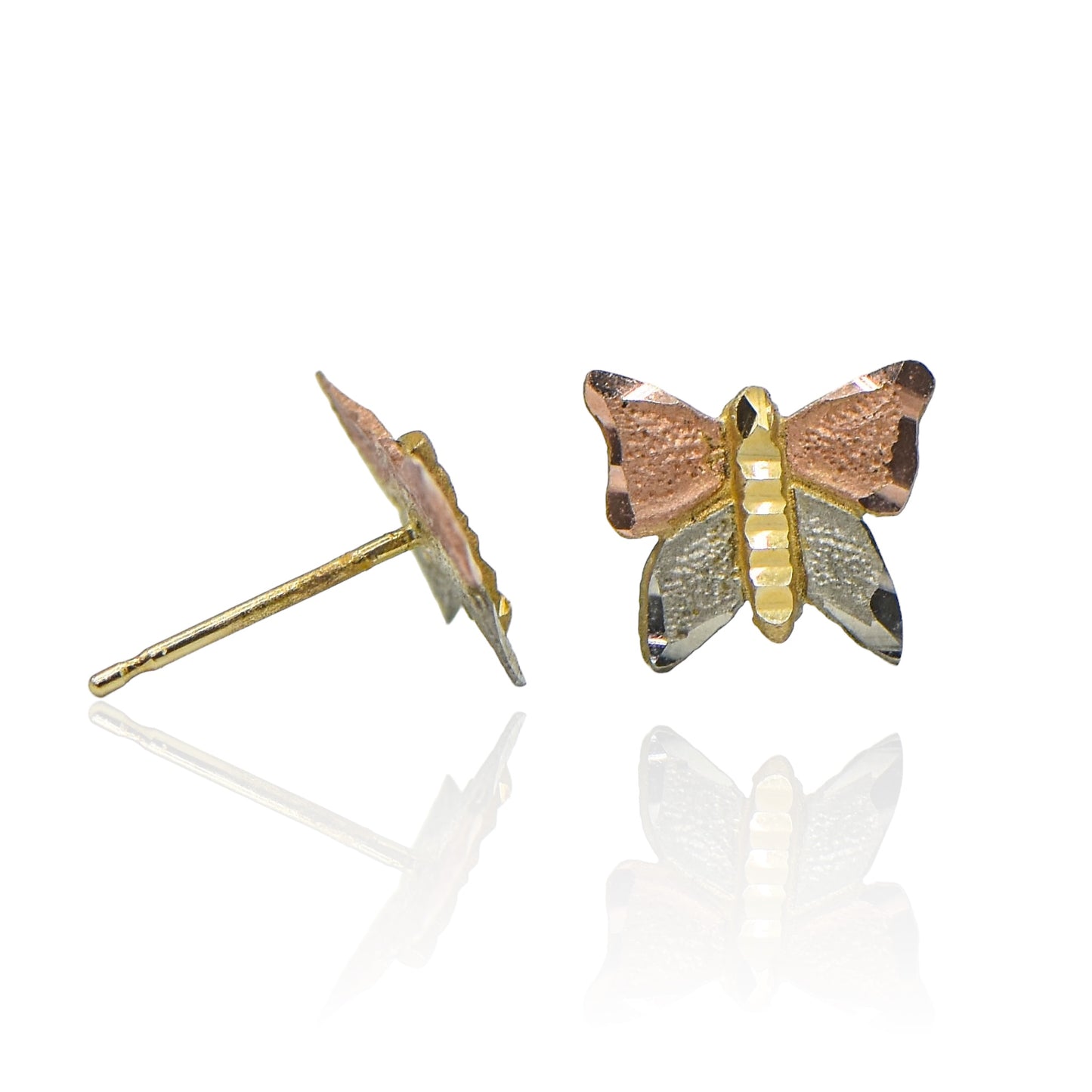 Multi-Tone Butterfly Light Weight Light Weight 14k Yellow Gold Earrings