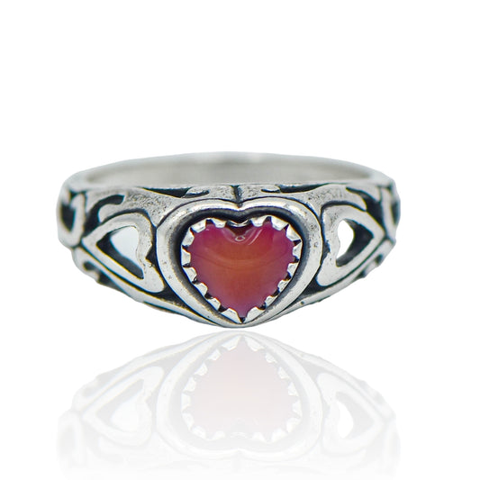 Pink Heart Scroll Ring