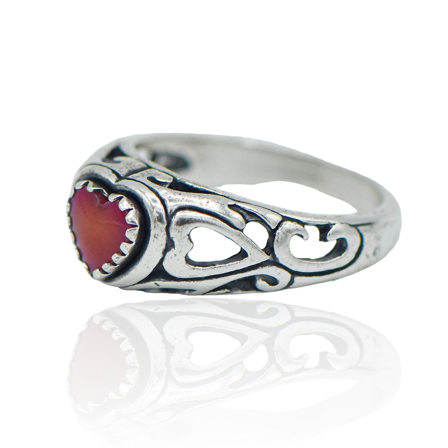 Pink Heart Scroll Ring