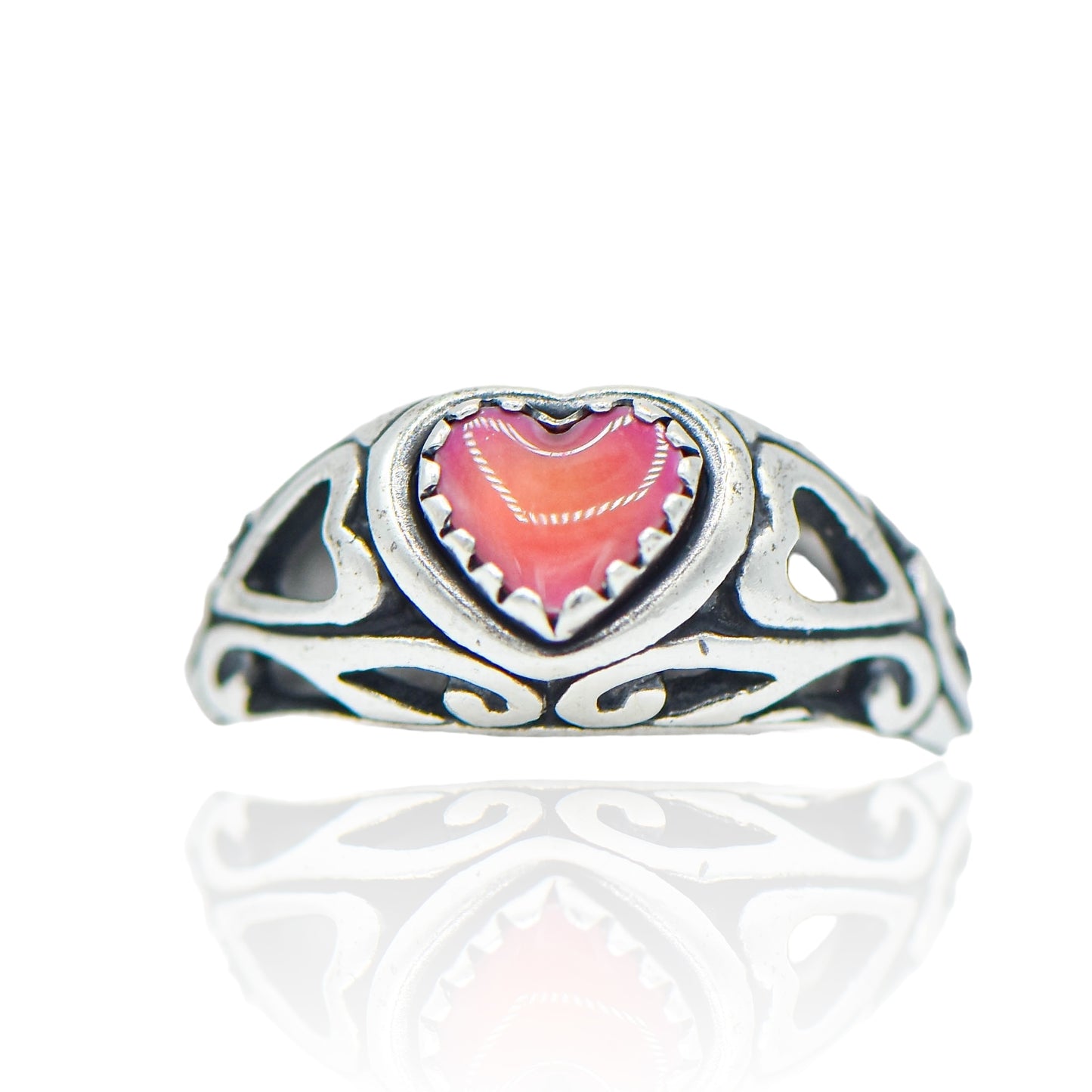 Pink Heart Scroll Ring