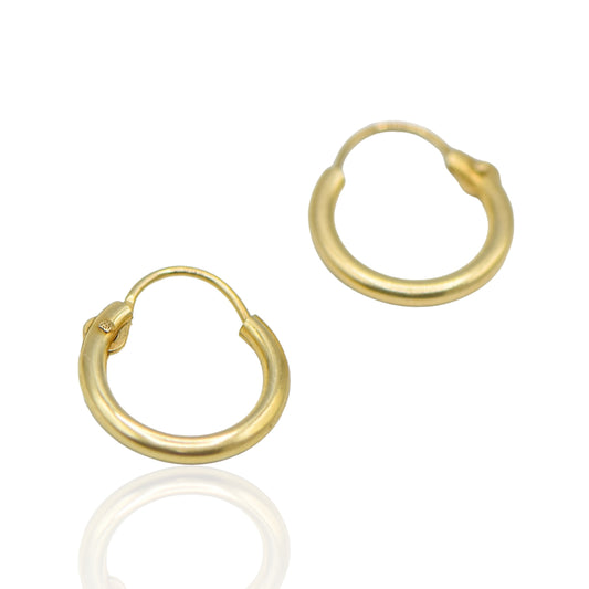 Round Hollow Tube Light Weight 14k Yellow Gold Earrings