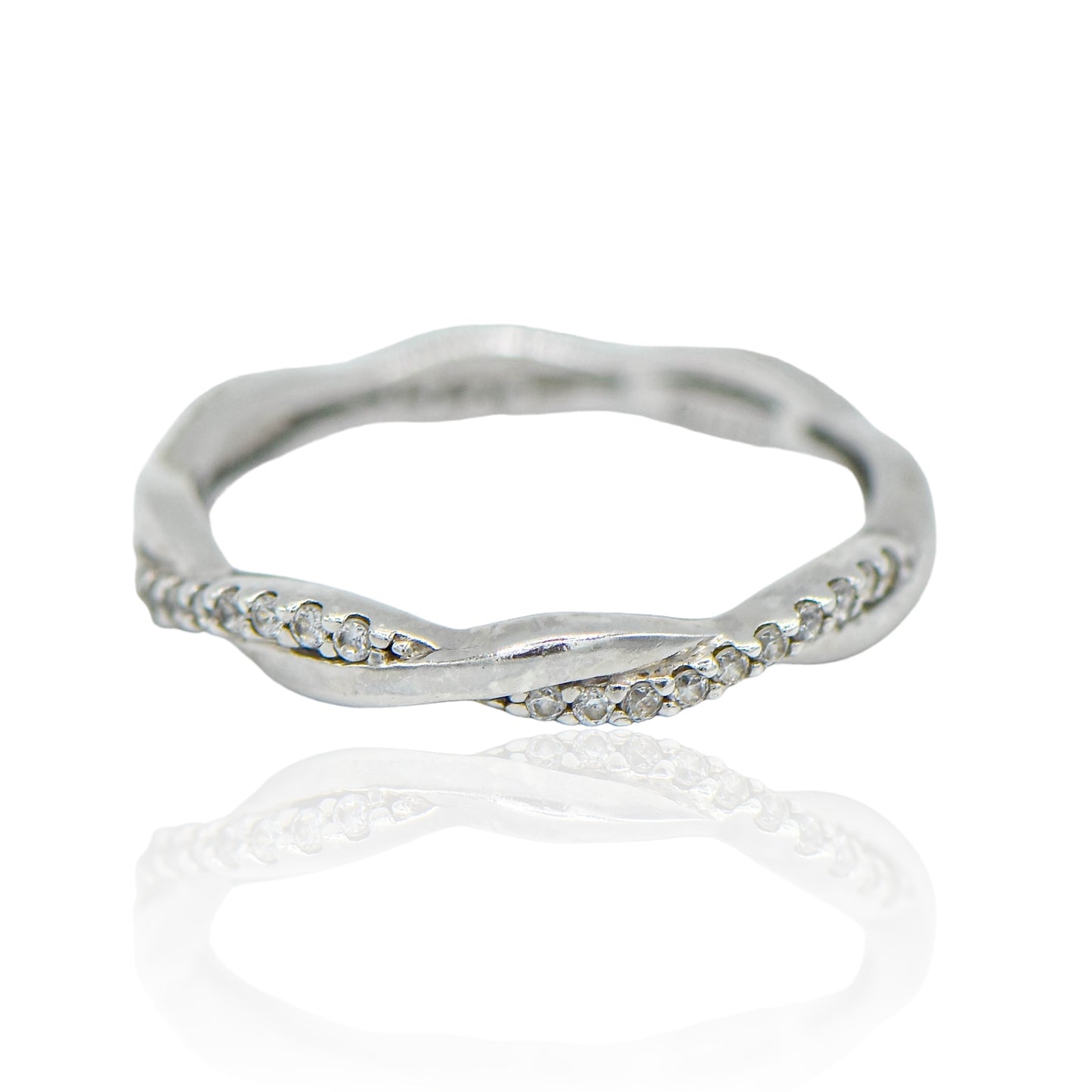 CZ Sterling Silver twist Ring