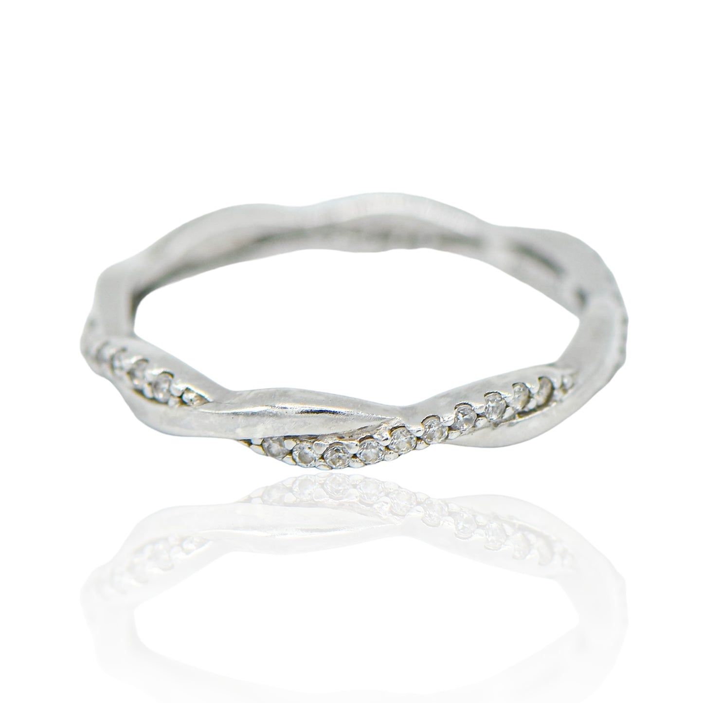 CZ Sterling Silver twist Ring