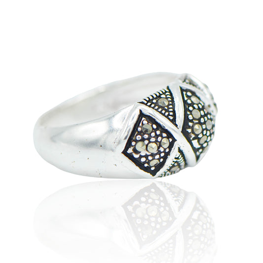 Vintage Marcasite Sterling Silver Ring