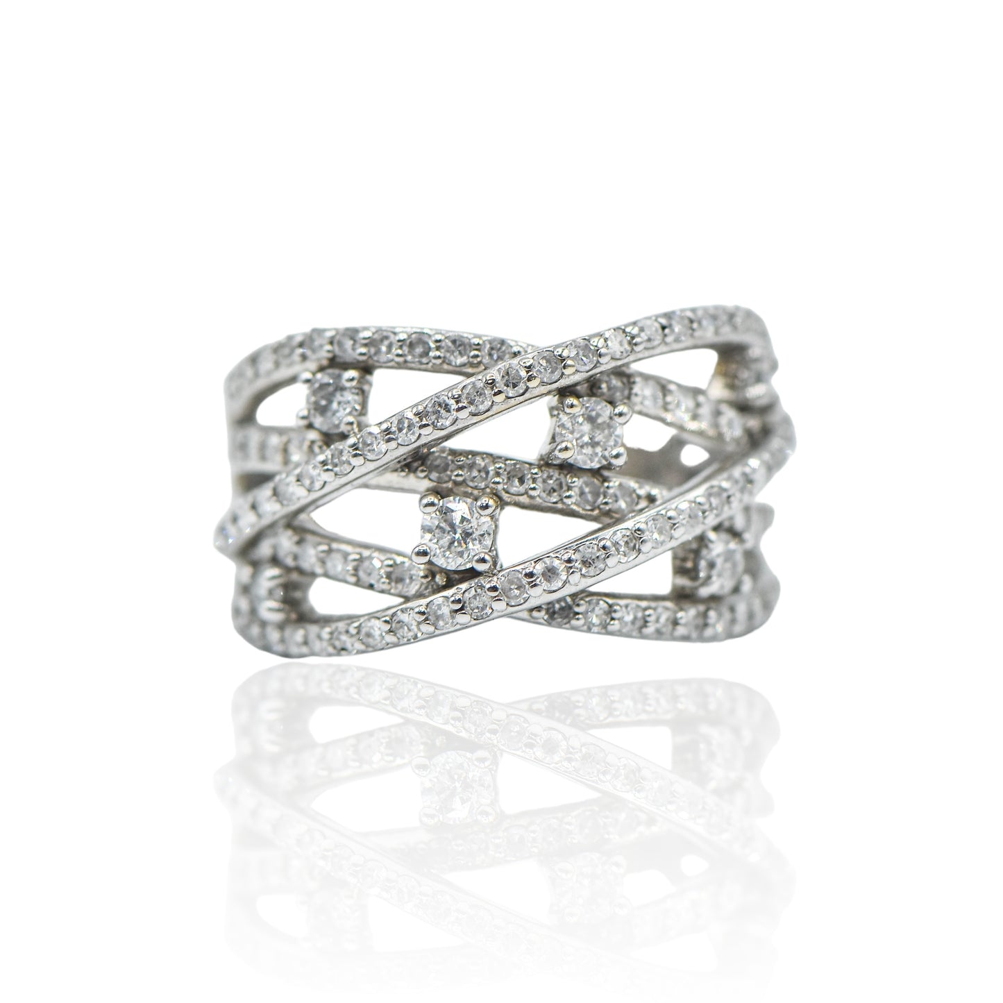 Criss Cross 0.86 cttw. 14K White Gold Ring