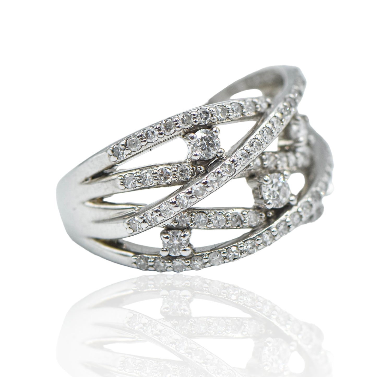 Criss Cross 0.86 cttw. 14K White Gold Ring