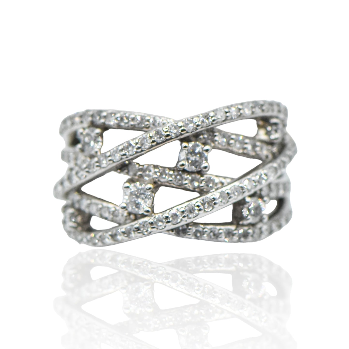 Criss Cross 0.86 cttw. 14K White Gold Ring