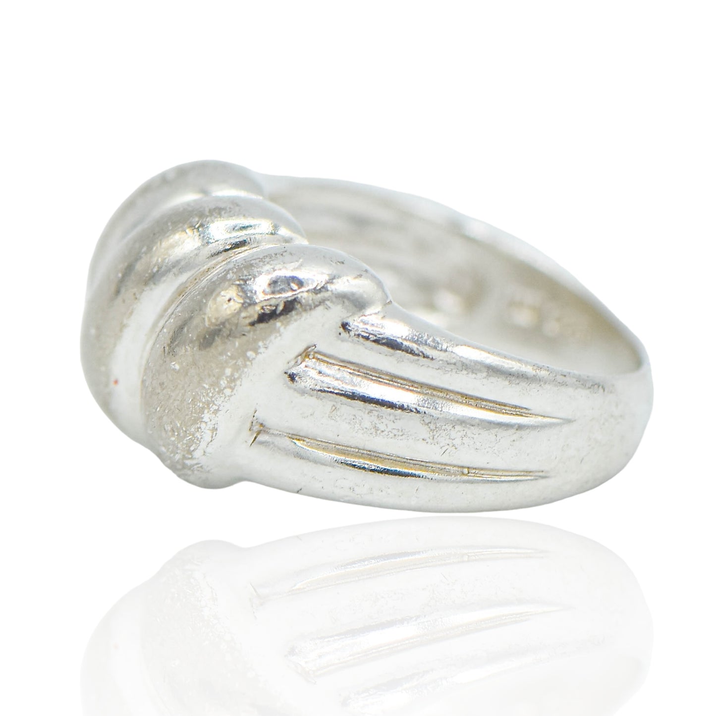 Curved Rope Pattern Sterling Silver Ring