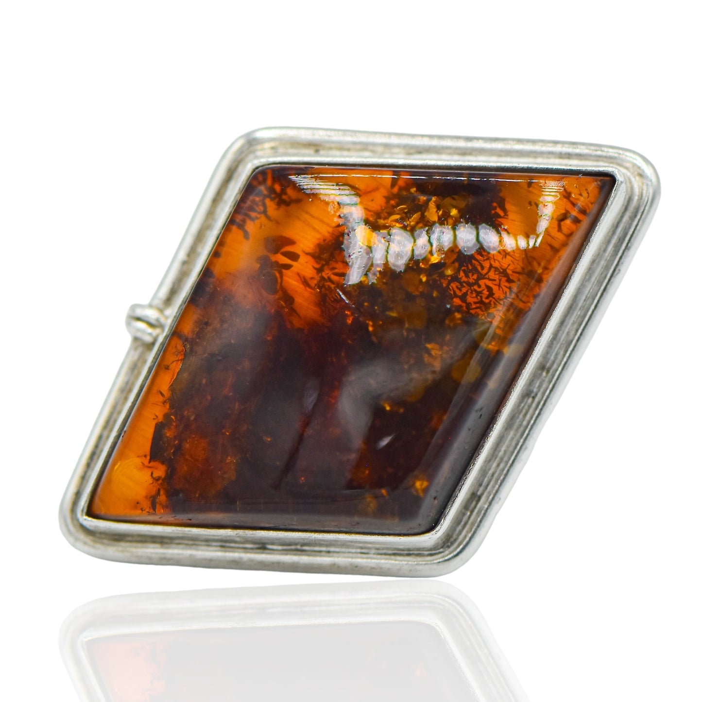 Vintage Amber Sterling Silver Ring