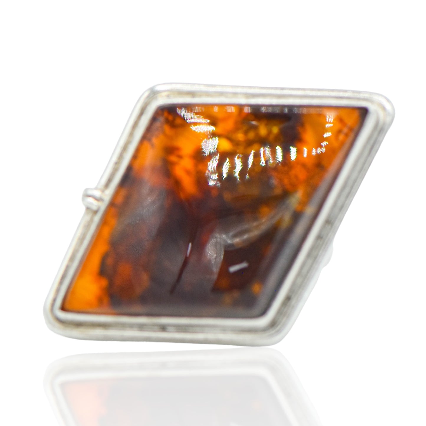 Vintage Amber Sterling Silver Ring