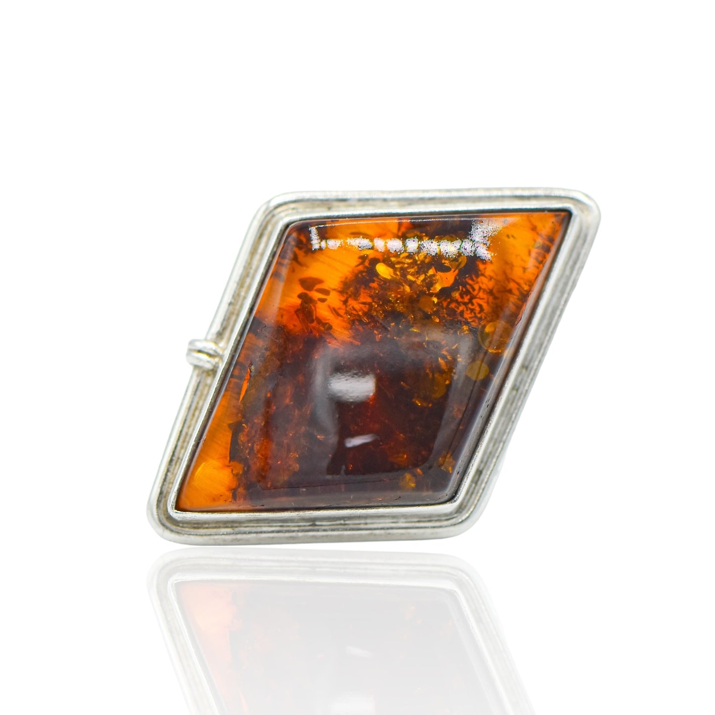 Vintage Amber Sterling Silver Ring