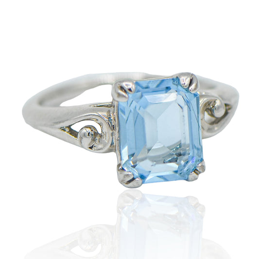 CZ Sky Blue Gem Sterling Silver Ring