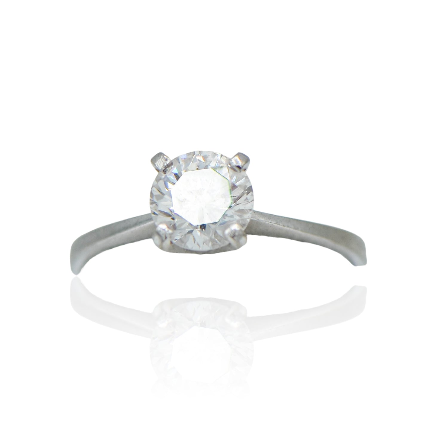 CZ Round Solitaire Sterling Silver Ring